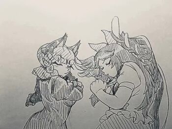 &gt;_&lt; 6+girls animal_ears animated bucket cat_ears hat horns hoshiguma_yuugi kaenbyou_rin kisume komeiji_koishi komeiji_satori kurodani_yamame menotama milestone_celebration mizuhashi_parsee monochrome multiple_girls reiuji_utsuho siblings single_horn subterranean_animism tagme touhou video