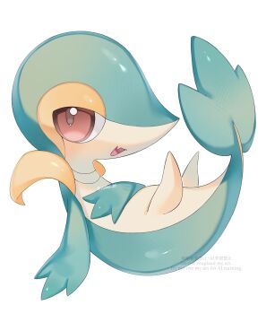 Rule 34 | blush, fang, full body, gen 5 pokemon, highres, iwasi 29, looking at viewer, nintendo, no humans, open mouth, pokemon, pokemon (creature), pokemon focus, red eyes, simple background, skin fang, smile, snivy, tail, white background