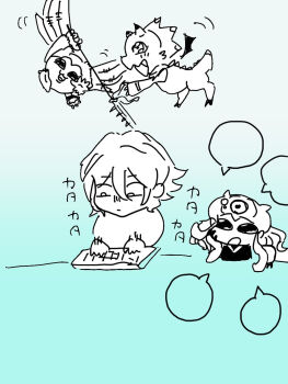 Rule 34 | bandaged arm, bandages, blue eyes, digimon, digimon (creature), digimon ghost game, gammamon, higashimitarai kiyoshiro, highres, jellyfish girl, jellymon, monster girl, picklemon, short hair, tentacle hair, tentacles, white hair