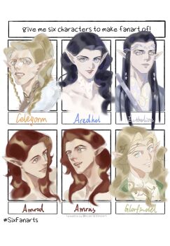 1girl 5boys allossesnow amras amrod aredhel black_hair blonde_hair blue_eyes braid brothers celegorm character_name circlet clenched_teeth closed_mouth cousins ecthelion elf english_text glorfindel grey_eyes hashtag highres jewelry large_ears long_hair long_sidelocks looking_at_another looking_at_viewer multiple_boys multiple_drawing_challenge parted_bangs parted_lips pointy_ears red_hair sharp_teeth siblings sidelocks six_fanarts_challenge teeth the_silmarillion tolkien's_legendarium twins upper_body upper_teeth_only