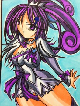 Rule 34 | cure sword, dokidoki! precure, high ponytail, highres, non-web source, ponytail, poorly drawn, precure, tagme, traditional media