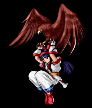 Rule 34 | 1girl, ainu clothes, arms up, breasts, fingerless gloves, flying, gloves, hair ribbon, half-closed eyes, highres, large breasts, legs, lips, long hair, looking at viewer, mamahaha, nakoruru, pants, purple eyes, purple hair, ribbon, samurai spirits, smile, snk, the king of fighters, thighs, west-maison