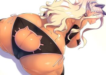10s 1girl animal_ears ass ass_cutout bad_id bad_twitter_id blonde_hair braid breasts butt_crack cat_cutout cat_ear_panties cat_ears cat_lingerie clothing_cutout covered_erect_nipples curvy dark-skinned_female dark_skin fake_animal_ears female_focus from_behind galko&#039;s_sister gyaru hairband huge_ass huge_breasts kogal long_hair naughty_face nuezou oshiete!_galko-chan panties side-tie_panties sideboob solo thick_thighs thighs tongue tongue_out underboob underwear wide_hips