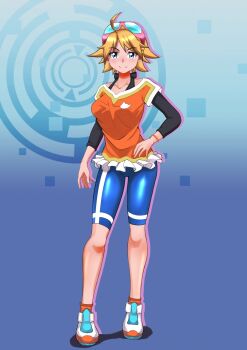 Rule 34 | 1girl, blonde hair, blush, digimon, highres, itsuki (digimon), short hair, smile, solo