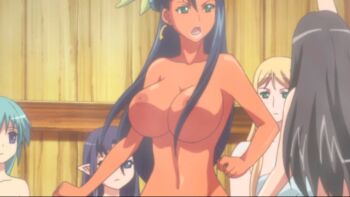 10s 5girls animated animated_gif black_hair blue_eyes bouncing_breasts breasts dark-skinned_female dark_skin earrings green_eyes jewelry large_breasts long_hair luna_luna_(queen&#039;s_blade) mirim multiple_girls nipples nude queen&#039;s_blade queen&#039;s_blade_rebellion screencap standing tarnyang_(queen&#039;s_blade) vante yuit_(queen&#039;s_blade)