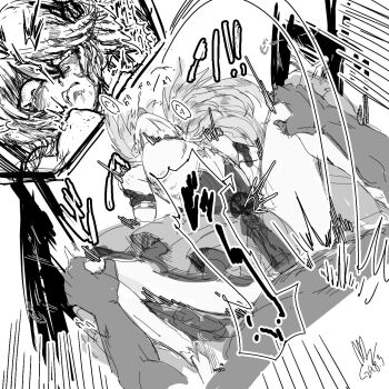 1boy 1girl akayakon breasts cowgirl_position crying crying_with_eyes_open greyscale grimms_notes hetero highres long_hair monochrome multiple_views rose_fairy_unfan_(grimms_notes) saliva sex straddling tears tongue tongue_out