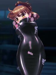 1girl animated arle_nadja arms_behind_back bdsm blurry blurry_background blush bondage bound breasts brown_eyes brown_hair crying crying_with_eyes_open embarrassed female_focus gag gagged hair_between_eyes hair_ornament improvised_gag indoors japanese_text legs legs_together live2d looking_down looking_to_the_side madou_monogatari medium_breasts medium_hair mummification ponytail puyopuyo restrained scrunchie simple_background solo solo_focus sound speech_bubble struggling swaying sweetsprite tape tape_bondage tape_gag tearing_up tears video