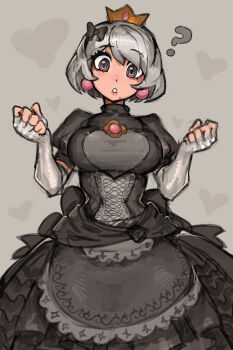 1girl 2b_(nier:automata) alternate_costume black_dress dress mario_(series) nier:automata nier_(series) nintendo princess_peach_(cosplay) saiykik