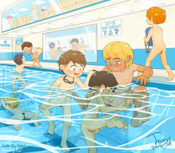 2019 6+boys absurdres anal anal_object_insertion ass barefoot blonde_hair brown_eyes brown_hair butt_crack butt_plug completely_nude dated erection feet fellatio goggles green_eyes group_sex highres implied_sex kodomo_doushi male_focus masturbation multiple_boys nude object_insertion oral orange_hair orgy original penis pool red_hair school sex sex_toy shota showering smile swimming testicles toxyz uncensored yaoi