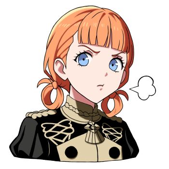 1girl absurdres angry annette_fantine_dominic blue_eyes blunt_bangs fire_emblem fire_emblem:_three_houses garreg_mach_monastery_uniform highres nekomoni nintendo orange_hair pout solo sticker upper_body
