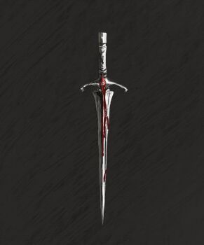 animated animated_gif ayez black_background blood blood_drip bloody_weapon commentary greyscale monochrome no_humans original spot_color sword symbol-only_commentary weapon weapon_focus