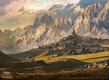 commentary copyright_name copyright_notice english_commentary european_architecture magic:_the_gathering mountain ninois no_humans official_art scenery the_lord_of_the_rings tolkien&#039;s_legendarium town watermark web_address