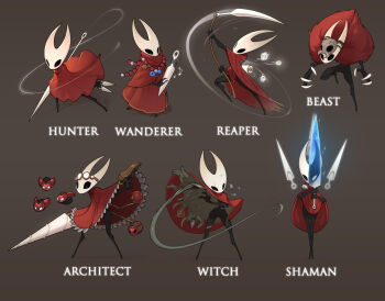 1girl arthropod_girl bomb claws drill explosive extra_arms floating floating_object floating_sword floating_weapon goggles goggles_on_head gun highres hollow_knight hollow_knight:_silksong hornet_(hollow_knight) huffslove instrument jewelry knife mask mechanical_arms necklace needle_(hollow_knight) needle_sword red_background robot rosary scythe simple_background solo sword thread throwing_knife weapon