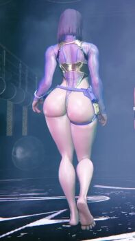 1girl 3d alternate_costume alternate_hairstyle animated ass ass_focus capcom chun-li feet female_focus game_screenshot highres huge_ass mod solo sound street_fighter street_fighter_6 video walking