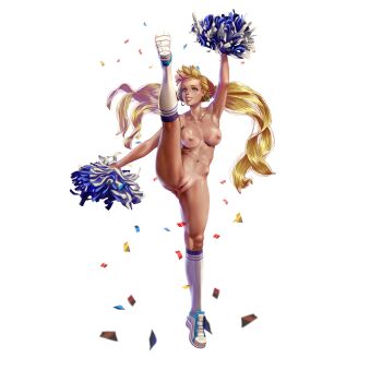 1girl anus artist_request bad_source bare_legs blonde_hair blue_eyes breasts cheerleader confetti crystal_maiden_(series) earrings forehead full_body game_cg highres jewelry leg_up long_sleeves looking_at_viewer megan_(crystal_maidens) navel nipples nude official_art pom_pom_(cheerleading) pussy shoes smile socks solo standing standing_on_one_leg star_(symbol) star_print tan tanline third-party_source transparent_background twintails variant_set white_socks