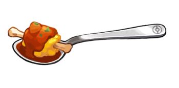 artist_request bone curry curry_rice food food_focus game_cg garnish nintendo no_humans official_art pokemon pokemon_swsh rice spoon third-party_source transparent_background