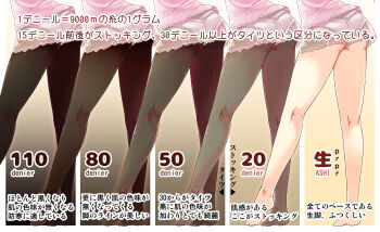 1girl ass bare_legs barefoot black_pantyhose chart commentary_request kneepits legs legs_apart original pantyhose partially_translated pink_shorts plantar_flexion porurin shiny_clothes shiny_legwear shiny_skin short_shorts shorts standing translation_request wedgie