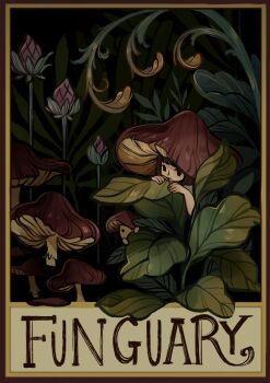 Rule 34 | 1girl, 1other, bob cut, brown hair, commentary, english commentary, feefal, fern, flower, funguary, highres, leaf, mini person, minigirl, mushroom, mushroom girl, mushroom hat, object and personification, original, personification, plant, procreate (medium)