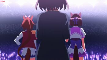 1girl ahoge animal_ears animated animated_gif arm_behind_back arm_support artist_name award_ribbon belt black_belt black_footwear black_gloves black_hair black_skirt black_vest blue_bow blue_cape blue_eyes blue_jacket blue_skirt blush bob_cut boots bow braid breasts brown_choker brown_hair buttons cape carrot choker clenched_hand clenched_hands closed_mouth clothing_cutout coat collarbone collared_shirt commentary commentary_request compass confetti cowboy_shot cropped_jacket crown double-breasted ear_ornament ear_through_crown epaulettes feather_hair_ornament feathers fingerless_gloves from_behind full_body fur-trimmed_cape fur_cape fur_trim gloves grin hair_between_eyes hair_down hair_flaps hair_ornament half_gloves half_up_braid hand_on_own_hip hand_up hands_on_own_hips hood hood_down hooded_jacket horse_ears horse_girl horse_tail jacket kitasan_black_(final_bloom)_(umamusume) kitasan_black_(umamusume) leaning_forward long_hair long_sleeves looking_at_viewer midriff mini_crown multicolored_hair multicolored_jacket multiple_views navel official_alternate_costume official_alternate_hairstyle open_clothes open_jacket open_mouth outstretched_arm outstretched_hand petticoat pink_bow pleated_skirt ponytail puffy_short_sleeves puffy_sleeves purple_eyes purple_ribbon red_cape red_coat red_eyes red_jacket red_vest ribbon ryuu_(ryuraconis) sailor_collar sash shadow shirt short_hair short_shorts short_sleeves shorts shoulder_sash sidelocks single_epaulette sitting skirt small_breasts smile special_week_(supreme_commander_of_the_rising_sun)_(umamusume) special_week_(umamusume) standing streaked_hair tail tail_through_clothes teeth thigh_boots thighhighs thighs tilted_headwear tokai_teio_(beyond_the_horizon)_(umamusume) tokai_teio_(umamusume) transformation two-tone_hair two-tone_jacket two-tone_skirt two_side_up umamusume upper_body v vest w waist_bow waving white_gloves white_hair white_jacket white_shirt white_shorts white_skirt wrist_cuffs zettai_ryouiki