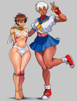 capcom cosplay costume_switch elena_(street_fighter) glerpman kasugano_sakura street_fighter tagme