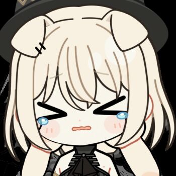 &gt;_&lt; 1girl 1other animal_ears animated animated_gif arknights bang_dream! bang_dream!_it&#039;s_mygo!!!!! blonde_hair blush_stickers cheek_pull chibi chibi_only chunye_haruya dog_ears dog_girl dot_nose flying_sweatdrops kemonomimi_mode lowres medium_hair misumi_uika misumi_uika_(caged_singer) simple_background solo_focus tears transparent_background upper_body wavy_mouth