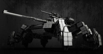 3d bug cannon commentary cyberpunk energy_cannon english_commentary gun machine_gun machinery mecha military military_vehicle missile_pod monochrome motor_vehicle no_humans non-humanoid_robot original reactive_armor realistic rex2017 robot science_fiction spider spider_tank tank walker_(robot) weapon