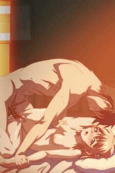 1boy 1girl 2010s 2011 animated animated_gif arm_grab bed bed_sheet blonde_hair blush bouncing_breasts breasts crying game_cg half-siblings hetero indoors jiggle kamimura_chika kouzaka_kouhei lifting_person loli lying missionary nipples nude older_male_and_younger_female on_back on_bed open_mouth panties_around_leg penis pillow pussy sex shocked_pupils short_hair sisters_~natsu_no_saigo_no_hi~ small_breasts socks socks_only spread_legs surprised taki_minashika tears teeth testicles tongue tongue_out uncensored vaginal vanilla veins veiny_penis visual_novel