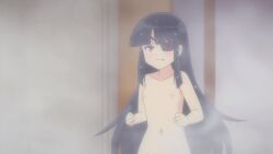 3girls animated anime_screenshot ass backboob belly between_breasts black_hair blush breasts brown_hair excited eyepatch fang grabbing_another's_breast groping haruka_(senran_kagura) head_between_breasts highres hug large_breasts loli long_hair mask mirai_(senran_kagura) multiple_girls murakumo_(senran_kagura) navel nipples onsen out-of-frame_censoring patch petite ponytail senran_kagura senran_kagura_shinovi_versus short_hair small_breasts sound standing steam video