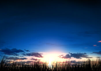 absurdres blue_sky cloud commentary_request dusk evening highres mitsukasa no_humans original outdoors scenery silhouette sky sky_focus