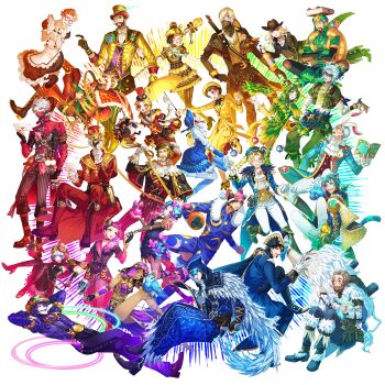 6+boys 6+girls absolutely_everyone absurdres aesop_carl aesop_carl_(exorcist) alcohol anchor_symbol andrew_kreiss andrew_kreiss_(desolate_sand) angry animal_ears animal_hands apron asymmetrical_sleeves backpack bag balancing_on_head bandages bandana bandana_over_mouth beard bell belt belt_buckle bird black_bow black_dress black_footwear black_hair black_skin black_sleeves blonde_hair blue_dress blue_hair blue_shirt boar bonnet book boots bottle bound bow bowtie bracelet braid brown_hair bruise bruised_eye buck_teeth buckle bug bullet butterfly butterfly_hair_ornament buttons candy cape capelet carrot cat_ears cat_paws cat_tail chain chevron_(symbol) claws cleavage_cutout cloak clock clothing_cutout collar colored_skin cowboy_hat cross demi_bourbon demi_bourbon_(black_rose) dia_de_muertos dog dreadlocks dreamcatcher dress earrings eli_clark eli_clark_(night_owl) emily_dyer emily_dyer_(rhythm_of_the_rain) emma_woods emma_woods_(boudoir_dream) everyone eyepatch facepaint facial_hair facial_mark feathers fingerless_gloves fiona_gilman fiona_gilman_(guide) fishnets flower food freddy_riley freddy_riley_(mr._bunny) frilled_collar frilled_skirt frilled_sleeves frills fur_boots fur_trim gem glasses gloves glowing glowing_eye goatee goggles gold_dress gold_jacket gold_trim green_hair green_pants green_shirt grey_hair group_picture gun hair_bun hair_flower hair_ornament hair_over_one_eye half_mask handbag hat headpiece heart helena_adams helena_adams_(golden_cake) heterochromia highres holding_hands hood hoop_earrings hoops horns huge_filesize ice identity_v injury insect jacket jewelry jose_baden jose_baden_(captain_hook) jose_balden juggling kevin_ayuso kevin_ayuso_(king&#039;s_tailor) knee_boots knee_pads kreacher_pierson kreacher_pierson_(lion_dance) kurobara kurt_frank kurt_frank_(mr._turtle) lace lasso layered_dress leaf letter lollipop long_hair luca_balsa luca_balsa_(viper) lucky_guy lucky_guy_(maid_outfit) maid map margaretha_zelle margaretha_zelle_(animal_tamer) martha_behamfil martha_behamfil_(nostalgia) mask md5_mismatch medium_hair midriff mike_morton mike_morton_(mr._swifts) monocle moon mouth_mask multiple_belts multiple_boys multiple_girls murro murro_(identity_v) murro_(snowfear)_(identity_v) mustache naib_subedar naib_subedar_(cheshire_cat) nail_polish neck_pillow necklace norton_campbell norton_campbell_(soul_catcher) official_alternate_costume one_eye_closed open_clothes open_jacket orange_hair owl pajamas pants patch patchwork_clothes patricia_dorval patricia_dorval_(fate) perfume_bottle pet petting pig pink_gloves pink_hair pirate_hat plant plant_roots pocket ponytail popped_collar purple_hair purple_pants purple_shirt purple_vest rabbit_ears rainbow_order raincoat red_pants red_shirt resolution_mismatch ring rope rose satchel scar scar_across_eye scar_on_face scissors servais_le_roy servais_le_roy_(treasure_hunter) shirt shoes short_hair short_sleeves shoulder_pads sideburns silver_trim single_hair_bun skirt skull sleep_mask sleeveless smile snail snow source_smaller staff star_(symbol) stitched_mouth stitches stuffed_toy stuffing surprised suspenders sweat tail tailcoat tattoo teeth thigh_boots thighhighs top_hat tracy_reznik tracy_reznik_(red_riding_hood) turtle umbrella uneven_sleeves veil vera_nair vera_nair_(caged_butterfly) vest victor_grantz victor_grantz_(the_embrace) vines weapon white_background white_hair white_pants william_ellis william_ellis_(lazy_mr._bunny) worried zipper