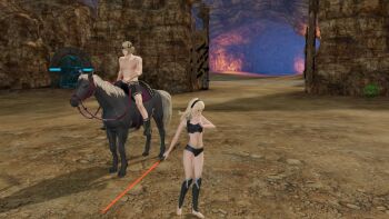 1boy 1girl 3d armor armpits bare_shoulders barefoot black_hairband blonde_hair boots boxers bra breasts broken_armor brother_and_sister cleavage collarbone female_corrin_(fire_emblem) exhibitionism feet fighting_pose fighting_stance fingernails fire_emblem fire_emblem_fates fire_emblem_warriors full_body gameplay_mechanics hair_between_eyes hair_ornament hairband holding holding_sword holding_weapon horse intelligent_systems legs legs_together long_hair male_underwear medium_breasts midriff multicolored_underwear nails nature navel neck nintendo official_alternate_costume official_underwear outdoors pale_skin panties pointy_ears public_indecency red_eyes riding short_hair siblings silver_hair sky socks standing sword thighs toenails toes topless_male underwear underwear_only weapon xander_(fire_emblem) yato_(fire_emblem)