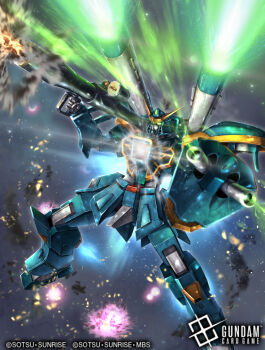 bazooka_(gundam) beam_cannon calamity_gundam card_(medium) copyright_logo copyright_name copyright_notice gundam gundam_card_game gundam_seed holding holding_weapon logo mecha mecha_focus mobile_suit no_humans official_art robot shoulder_cannon soezy v-fin weapon