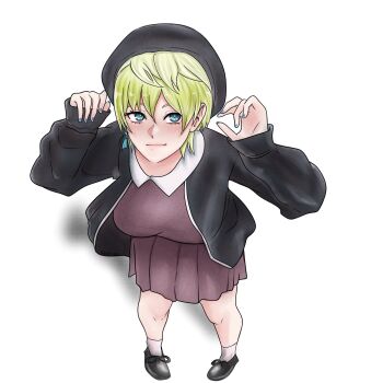 1girl blonde_hair blue_eyes breasts earrings hat izumo_tenka jewelry large_breasts mato_seihei_no_slave nail_polish skirt solo