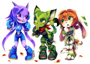 3girls animal_ears anklet bad_tag basset_hound blue_boots boots carol_tea cat_ears cat_girl cat_tail digitigrade dog_ears dog_girl dog_tail dragon_girl freedom_planet freedom_planet_1 furry furry_female green_eyes green_fur jewelry kiwibon long_hair milla_basset multiple_girls orange_hair pink_eyes purple_hair red_scarf sash_lilac scarf tail transparent_background water_dragon
