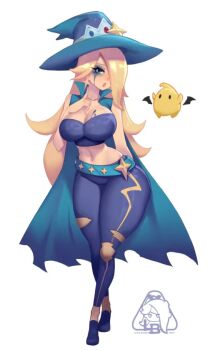 alternate_costume breasts halloween_costume large_breasts little_blood luma_(mario) mario_(series) rosalina simple_background super_mario_galaxy white_background