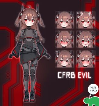 ! !! 1girl animal_ears antennae black_shoes black_skirt black_sleeves blush borzoii broken_heart broken_heart_hair_ornament brown_hair cat_ears character_name closed_mouth commentary detached_sleeves english_commentary english_text evil_neuro-sama full_body hair_between_eyes hair_ribbon heart highres joints long_hair mechanical_arms mechanical_legs multiple_views neuro-sama open_mouth parted_lips pout red_eyes red_ribbon ribbon robot_girl robot_joints shoes skirt skull-shaped_pupils smile speech_bubble standing symbol-shaped_pupils teardrop thought_bubble turtle two_side_up vedal987 vedal_ai virtual_youtuber