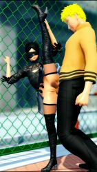 1boy 1girl 2b_(nier:automata) 2b_(nier:automata)_(cosplay) 3d against_fence age_difference anal animated black_footwear black_hair blindfold boots boruto:_naruto_next_generations cleft_of_venus clothed_sex cosplay erection fence full_body hetero high_heel_boots high_heels highres leg_up legs legs_apart loli long_legs naruto_(classic) naruto_(series) outdoors penis ponchi public_indecency pussy sex sex_from_behind short_hair sound split spread_legs standing standing_on_one_leg standing_sex standing_split tagme thigh_boots uchiha_sarada uncensored uzumaki_naruto video