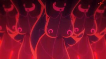 6+girls animated animated_gif arms_up bouncing_breasts breasts large_breasts linked_piercing long_hair looking_at_viewer me!me!me! meme_(me!me!me!) multiple_girls nipple_piercing piercing very_long_hair