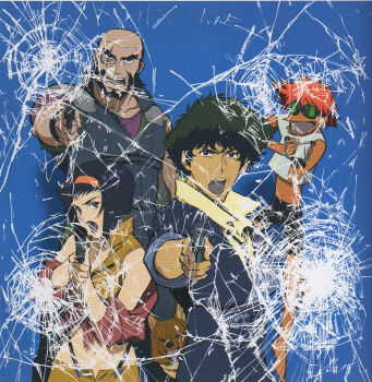 Rule 34 | 2girls, barefoot, cowboy bebop, edward wong hau pepelu tivrusky iv, ein (cowboy bebop), faye valentine, gun, hairband, holding, holding gun, holding weapon, jet black, kawamoto toshihiro, multiple girls, official art, open mouth, orange hair, orange hairband, prosthesis, prosthetic arm, scan, scar, scar across eye, scar on face, spike spiegel, weapon, welsh corgi