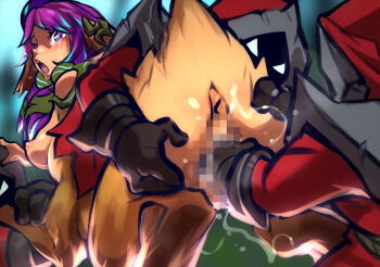 1girl 3others anus assisted_rape blurry blurry_background blush breasts censored centauroid crying crying_with_eyes_open deer_girl eyelashes feet_out_of_frame fisting jcm2 league_of_legends lillia_(league_of_legends) long_hair looking_at_another looking_back matching_hair/eyes medium_breasts minion_(league_of_legends) monster_girl mosaic_censoring multiple_others nipples nude open_mouth outdoors purple_eyes purple_hair pussy rape scared screaming solo_focus taur tears