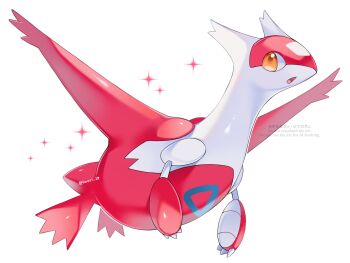 Rule 34 | claws, dragon, full body, gen 3 pokemon, highres, iwasi 29, latias, legendary pokemon, nintendo, no humans, open mouth, pokemon, pokemon (creature), pokemon focus, simple background, star (symbol), white background, wings, yellow eyes