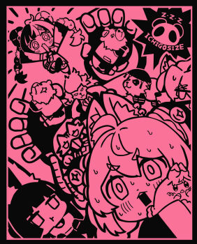 +_+ 5boys 5girls :3 alice_thymefield animal_ear_fluff animal_ear_piercing animal_ears animalization banyue_(zenless_zone_zero) bear_boy bear_ears ben_bigger black_border black_gloves black_hair black_mask blush border braid braided_twintails china_dress chinese_clothes closed_mouth colored_tips commentary_request copyright_name dialyn_(zenless_zone_zero) dress eating food fox_ears fox_girl fruit furry furry_male gloves hair_extensions hoshimi_miyabi long_hair mask melon mishka_(zenless_zone_zero) mouth_mask multicolored_hair multiple_boys multiple_girls muzzle_(mask) natsume_eri open_mouth pan_yinhu panda_boy pulchra_fellini rabbit ring_hair_extensions scar scar_across_eye scar_on_face short_eyebrows split-color_hair sweat thick_eyebrows von_lycaon white_fur white_hair wok wolf_boy wolf_ears zenless_zone_zero zhao_(zenless_zone_zero)