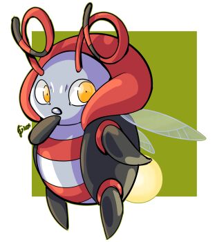 absurdres antennae brown_eyes destinywebgio full_body gen_3_pokemon highres insect_wings looking_at_viewer nintendo no_humans pokemon pokemon_(creature) signature solo volbeat wings