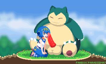 animal_penis animated animated_gif bestiality blue_eyes blue_hair blue_pants blue_sailor_collar bright_pupils capri_pants commentary english_commentary fellatio gen_1_pokemon gold_hairband grass hairband hands_on_own_knees kneeling lana_(pokemon) licking licking_penis loli nintendo on_grass one-piece_swimsuit open_mouth oral pants paradigma7 penis pokemon pokemon_(anime) pokemon_(creature) pokemon_sm pokemon_sm_(anime) sailor_collar sailor_shirt saliva sandals shirt short_hair snorlax swimsuit swimsuit_under_clothes tongue tongue_out white_pupils yellow_hairband