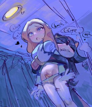 1boy 1girl absurdres animal_penis black_hair blonde_hair blue_eyes blush breasts closed_eyes from_behind frottage height_difference hetero highres huge_filesize interspecies knotted_penis loli maria_robotnik multicolored_hair panties pastelilith penis pussy pussy_juice red_hair shadow_the_hedgehog small_breasts sonic_(series) spiked_hair tail underwear