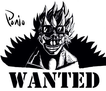 1boy bandana eustass_kid fur_trim goggles goggles_on_head grin haki_(one_piece) highres large_pectorals looking_at_viewer manly monochrome muscular nishiponi oda_eiichirou_(style) official_style one_piece pectorals poster scar scar_on_chest scar_on_face shaded_face short_hair simple_background smile solo spiked_hair standing wanted_poster