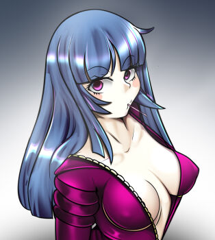 Rule 34 | 1girl, absurdres, black hair, breasts, cleavage, food, food in mouth, hashtag-only commentary, highres, kula diamond, long hair, looking at viewer, medium breasts, popsicle, popsicle in mouth, purple eyes, t-mimi, the king of fighters