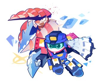 Rule 34 | 1boy, bradyclaph83904, chibi, crossover, drill, drill hand, excadrill, full body, gen 5 pokemon, mecha, mega excadrill, mega pokemon, metal cardbot, nintendo, open mouth, pokemon, pokemon (creature), robot, rock crush, simple background, white background