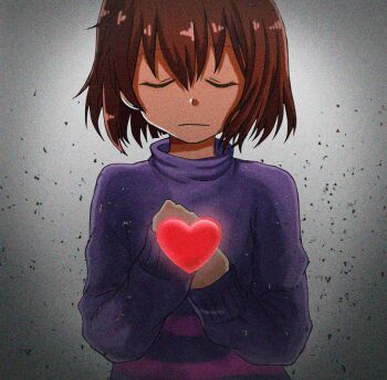 androgynous animated animated_gif brown_hair chara_(undertale) closed_eyes dark_persona frisk_(undertale) gender_request glitch heart huge_filesize knife red_eyes shirt smile spoilers static striped_clothes striped_shirt turtleneck undertale utdr_(toby_fox) ximsol182
