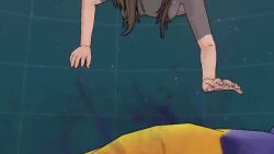 1girl 2024_pokemon_teraleak 3d angry animated borrowed_character claws concept_art full_body garchomp gen_4_pokemon glowing glowing_eyes jumping long_hair looking_at_another multiple_views nintendo non-web_source official_art open_mouth outdoors pokemon pokemon_(creature) pokemon_rodeo production_art riding riding_pokemon sharp_teeth size_difference smile tail teeth turnaround video